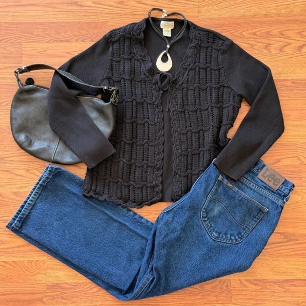 Vintage St. Johns Bay Tie Front Cardigan- 100% cotton